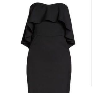 Ruffle Strapless Stretch Crepe Sheath Dress- NWOT